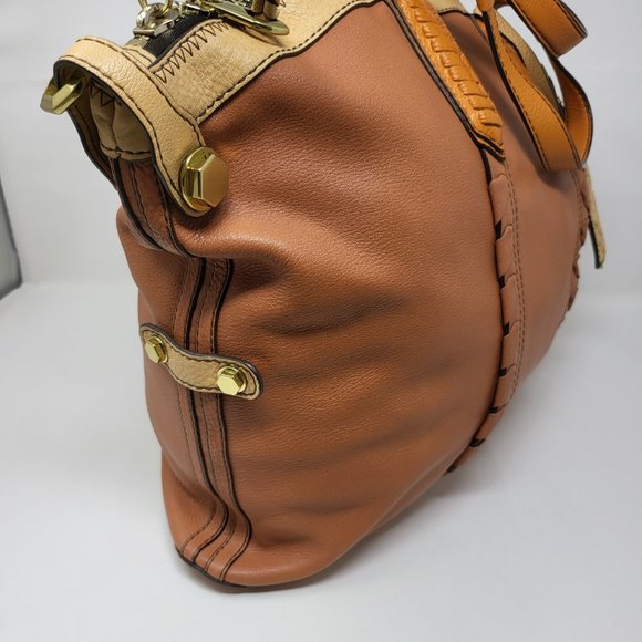 orYANY Brown Pebbled Leather Large Satchel Bag - Picture 3 of 7